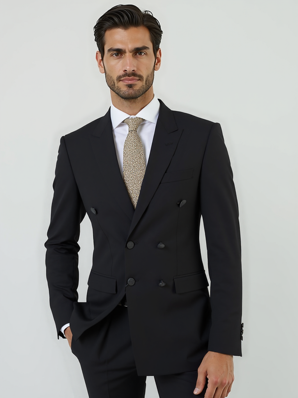 Black Admiral II Double Breasted Wool Suit Jacket