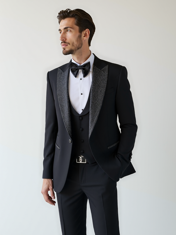 Black Belmont Peak Slim Fit Suit Jacket