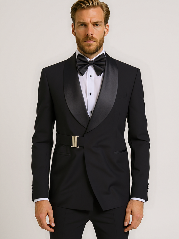 Black Demore Shawl Slim Fit Suit Jacket