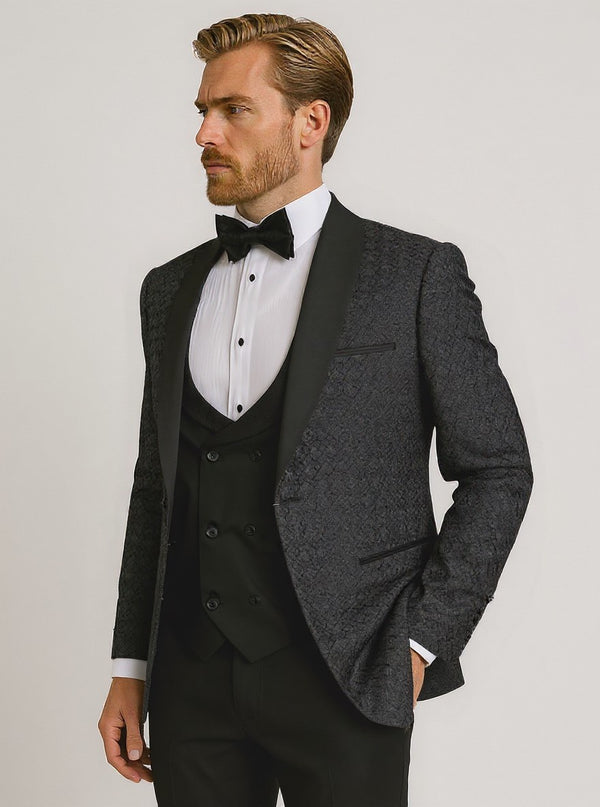 Black Lucian Wool Regular Fit Suit Jacket