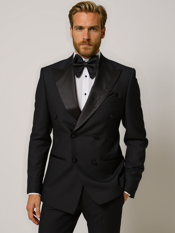 Black Churchill Double Breasted Suit Jacket
