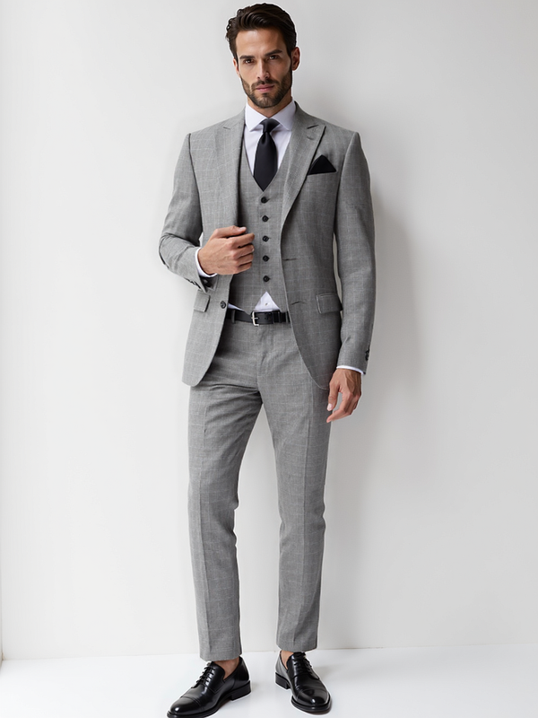 Light Grey Dover Check Wool Jacket