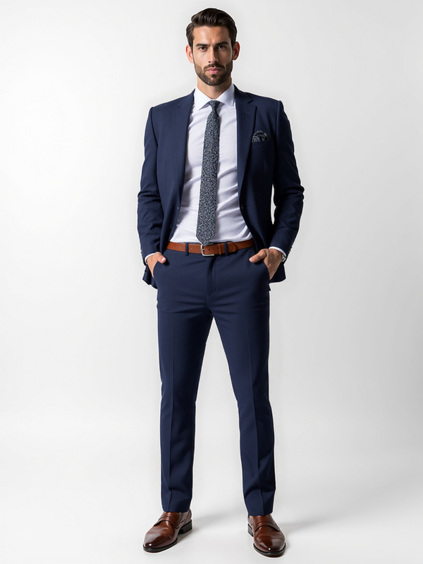 Navy Lucent Regular Fit Wool Suit Jacket