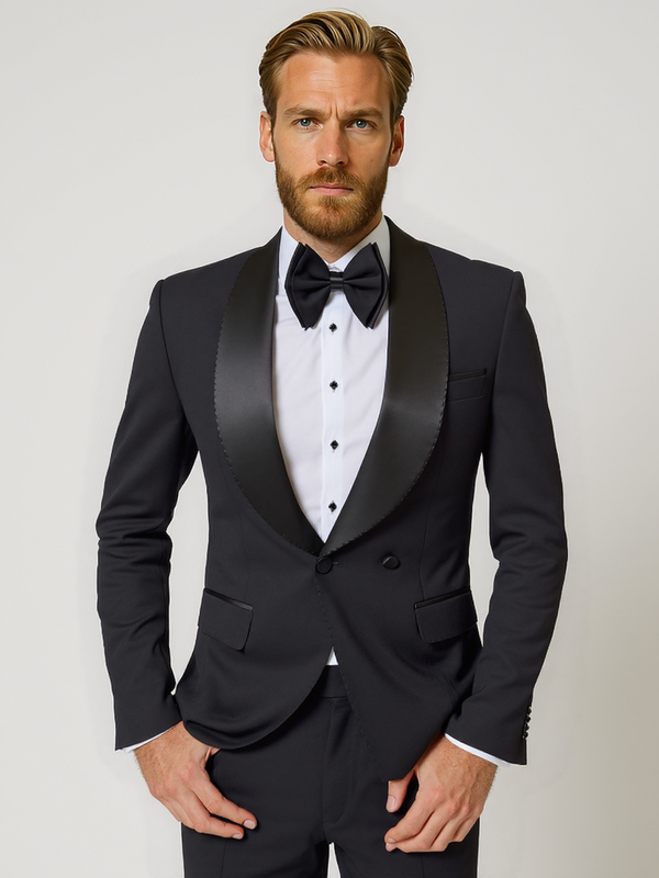Black Vector Slim Fit Suit Jacket